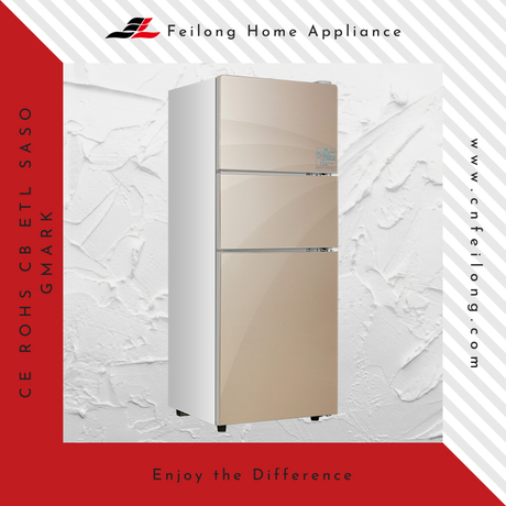 Gold Adjustable Level Wheel Three Door Compact Refrigerators BCD-148S