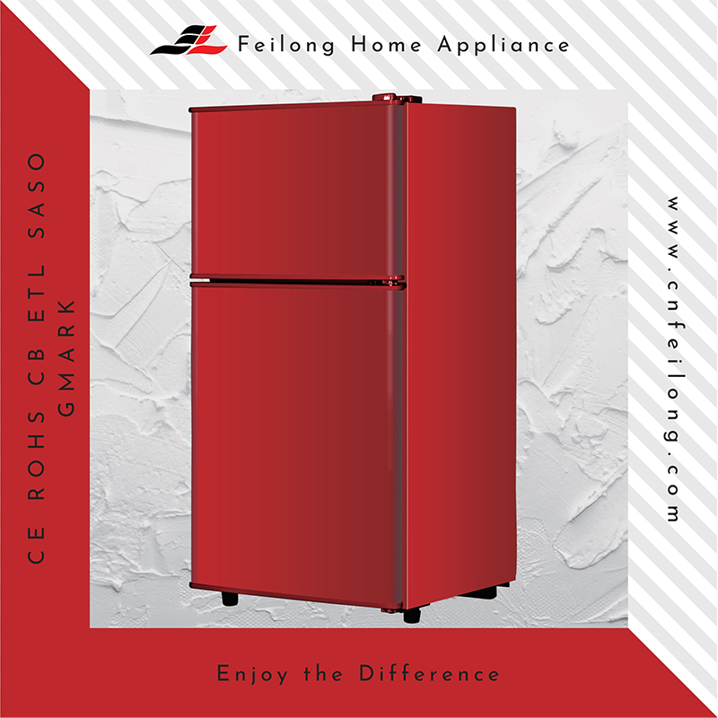 Adjustable Level Wheel Double Door Red Refrigerator BCD-138 from